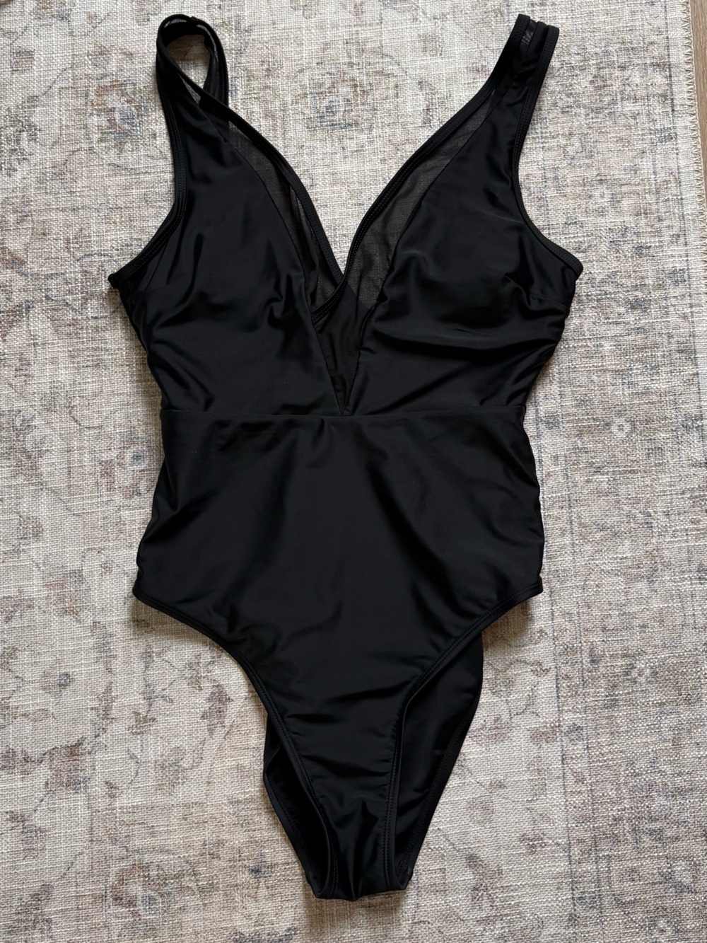 Cupshe Black Plunge V One-Piece Swimsuit